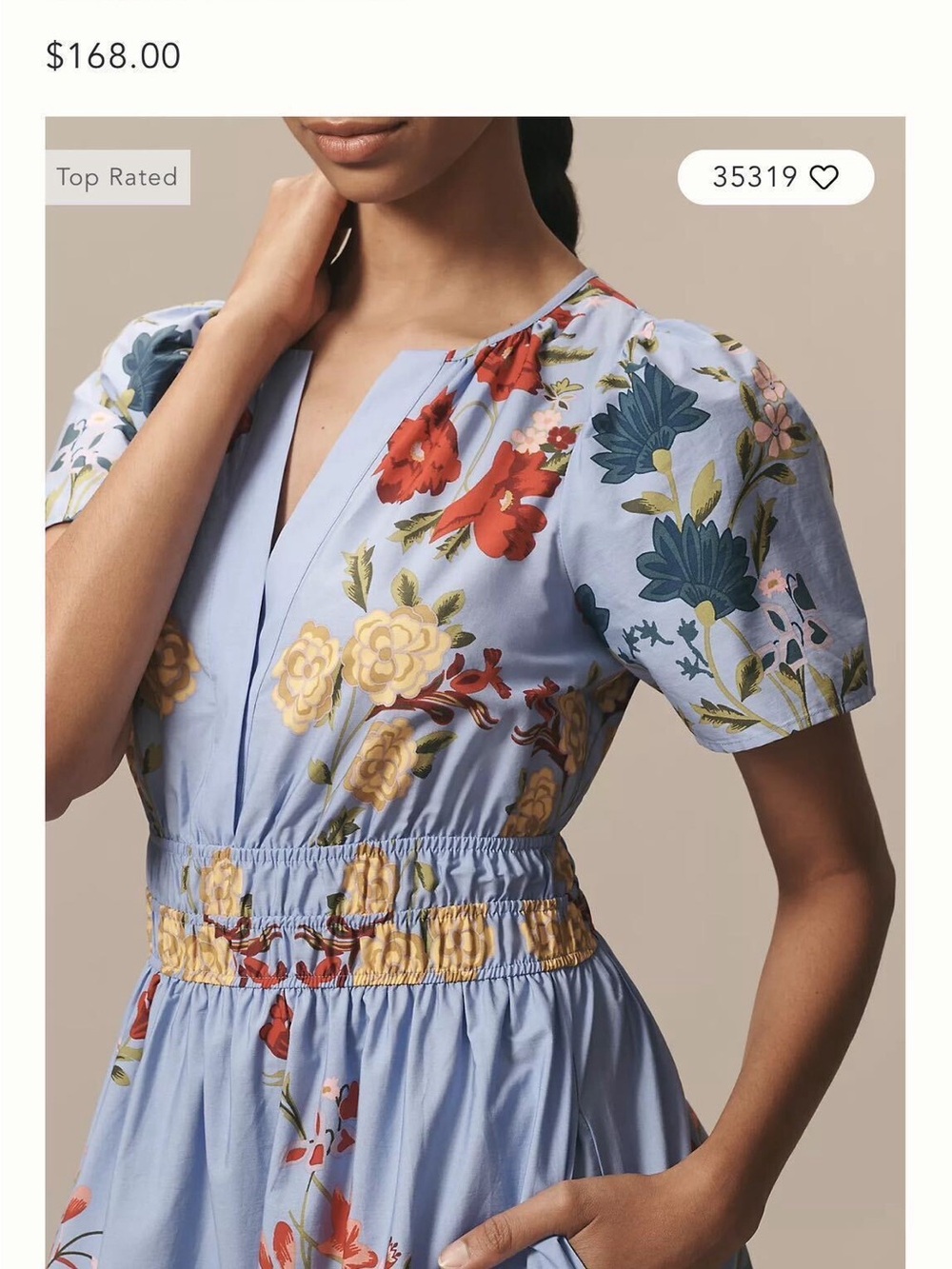 Anthropologie summerset Blue Floral Tiered Midi Dress - Picture 4 of 9